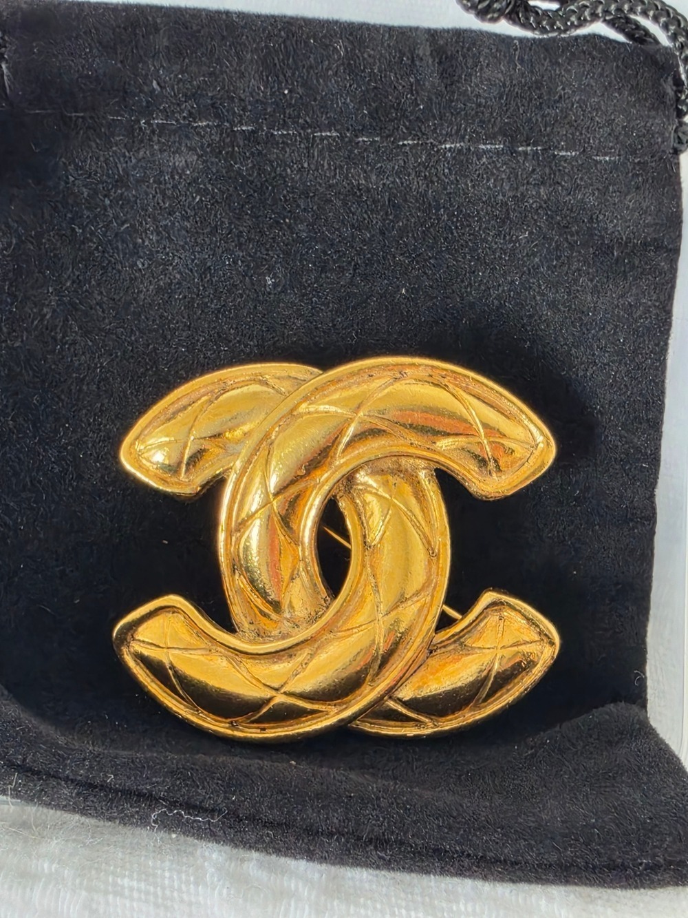 Chanel Vintage CC Brooch 24 Karat Gold Plated